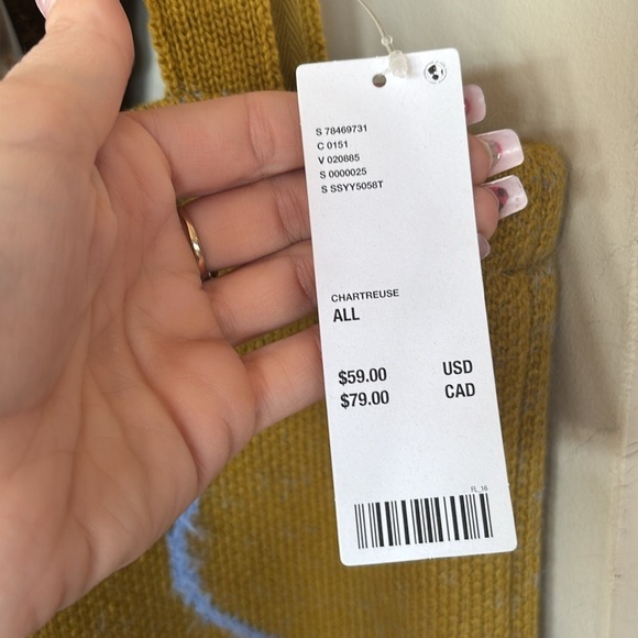 NWT Urban Outfitters Ellie Icon Knit Tote Chartreuse Spider Web Shoulder Bag - Picture 8 of 16